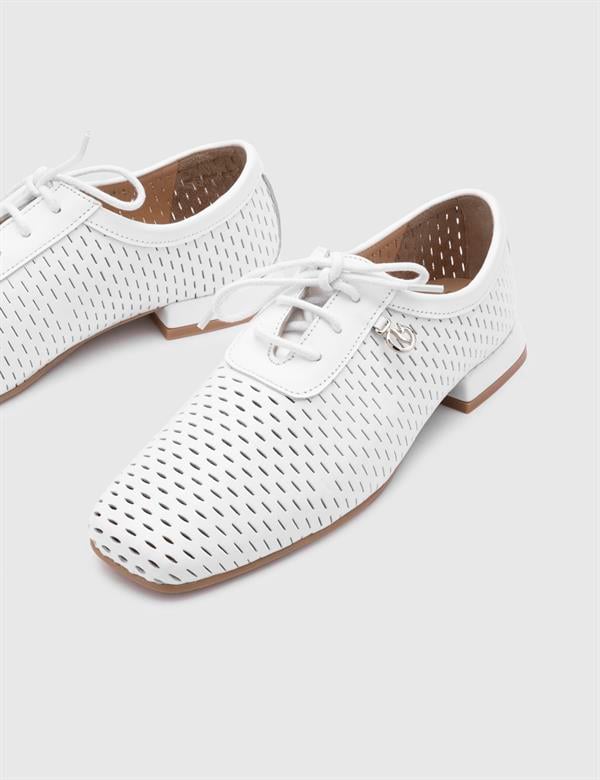 Marleen White Leather Women's Oxford