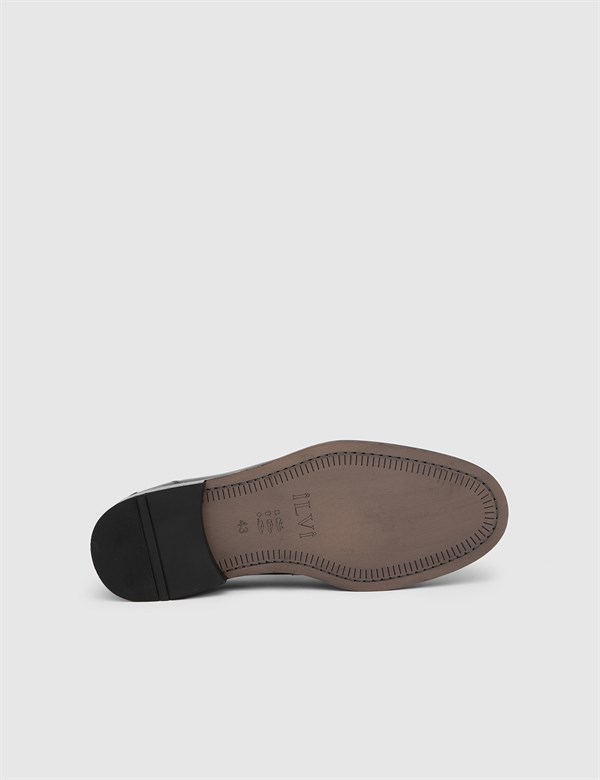 Mathea Brown Leather Men's Classic Shoe with Crocodile Print