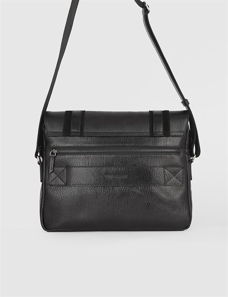 Mave Black Leather Men's Shoulder Bag