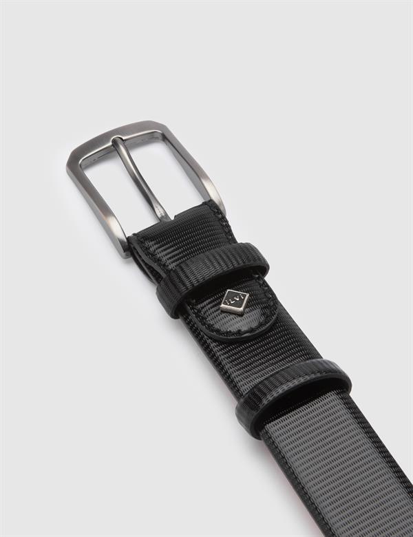 Meije Black Printed Leather Men's Belt
