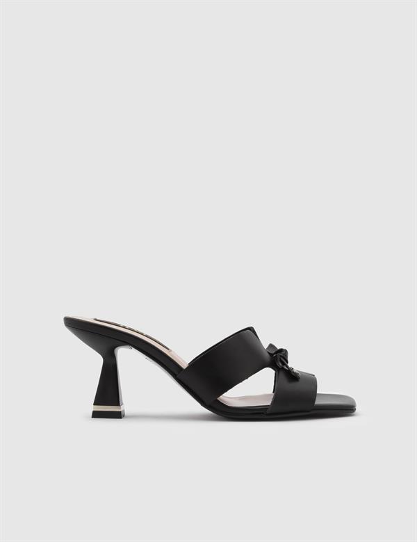Meliva Black Leather Women's Slide
