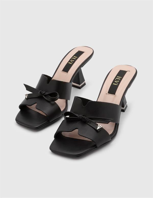 Meliva Black Leather Women's Slide