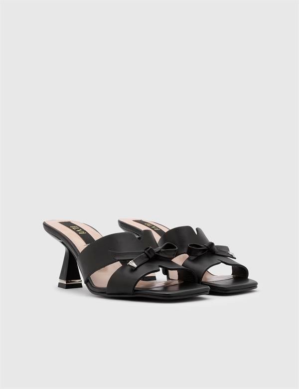 Meliva Black Leather Women's Slide