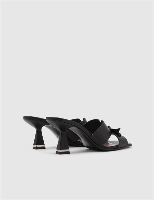 Meliva Black Leather Women's Slide
