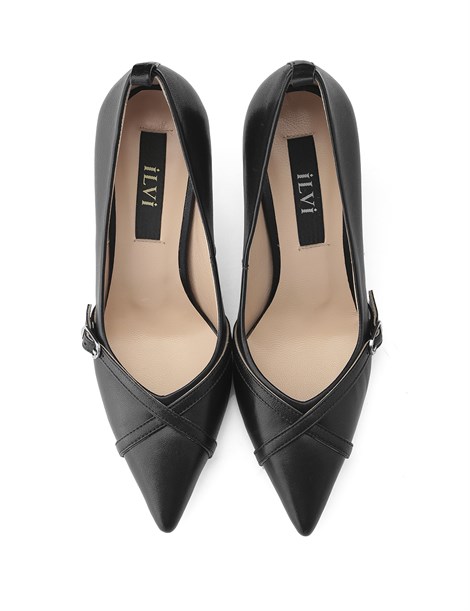 Mery Women's Stiletto Black Leather