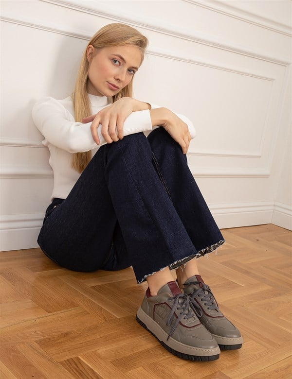 Metchı Grey Leather Women's Sneaker