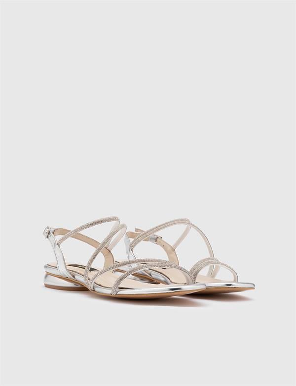 Mika Silver Leather Women's Sandal with Stones