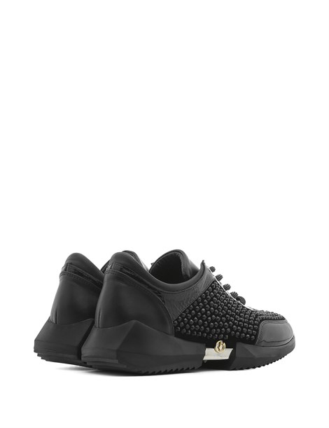 Mina Women's Sneaker Black Patent Leather - Black Suede