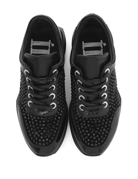 Mina Women's Sneaker Black Patent Leather - Black Suede