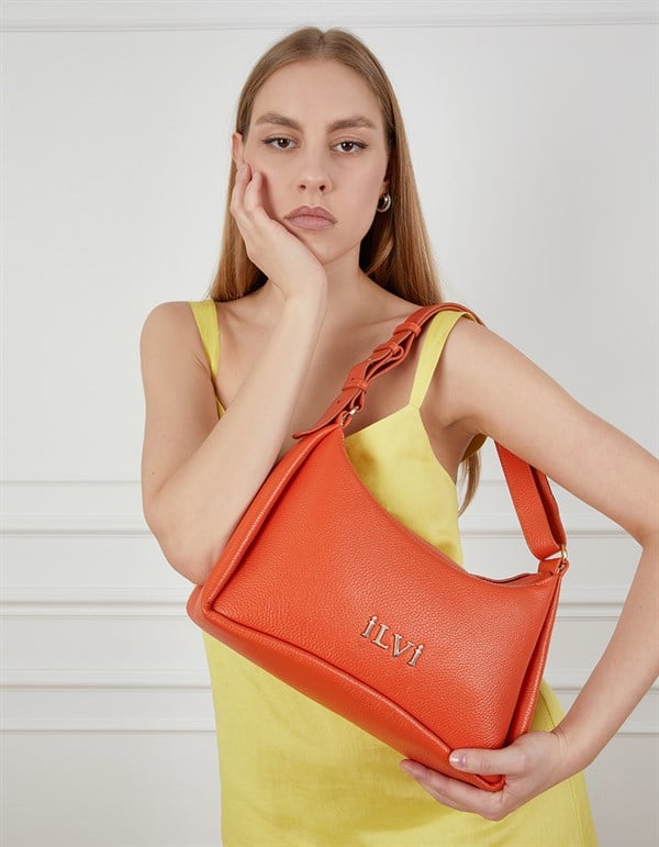 Mokpo Orange Floater Leather Women's Handbag