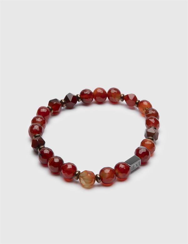 Mongar Brick Red Agate Men's Bracelet