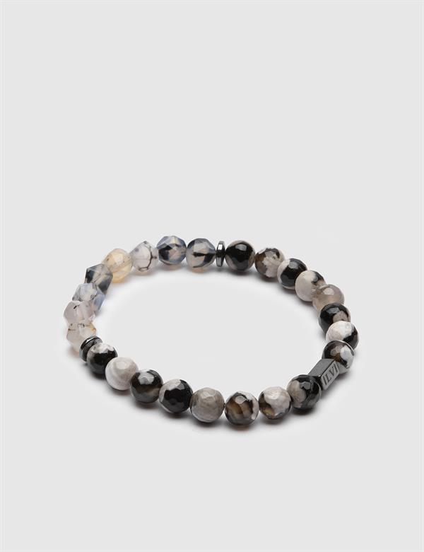 Mosopa Black-White Agate Men's Bracelet