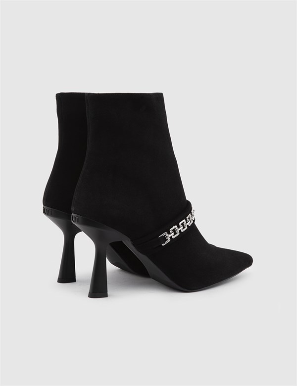 Neal Black Suede Leather Women's Heeled Boot