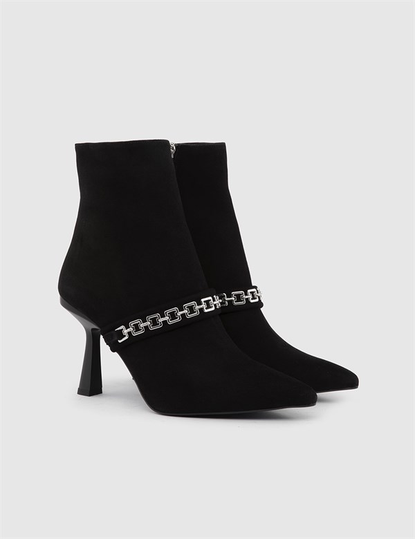 Neal Black Suede Leather Women's Heeled Boot