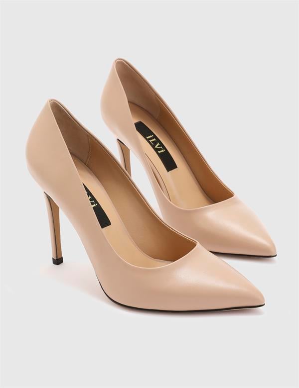 Nelli Kadın Stiletto Bej Deri