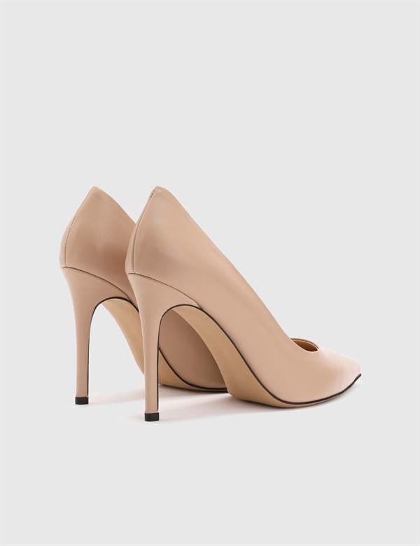 Nelli Kadın Stiletto Bej Deri
