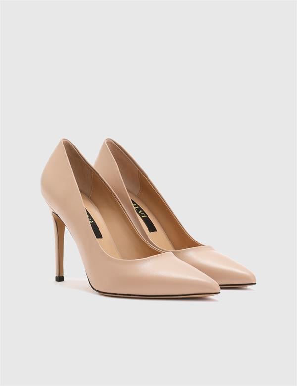 Nelli Kadın Stiletto Bej Deri