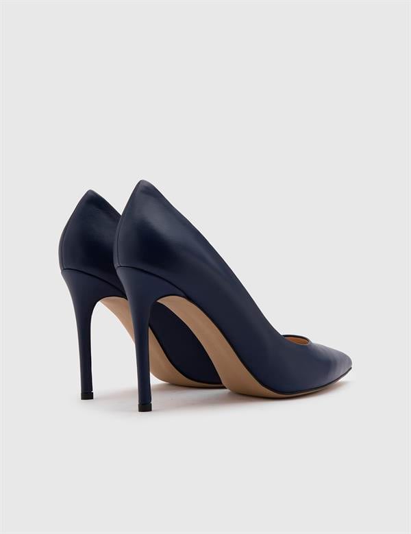 Nelli Navy Blue Leather Women's Stiletto