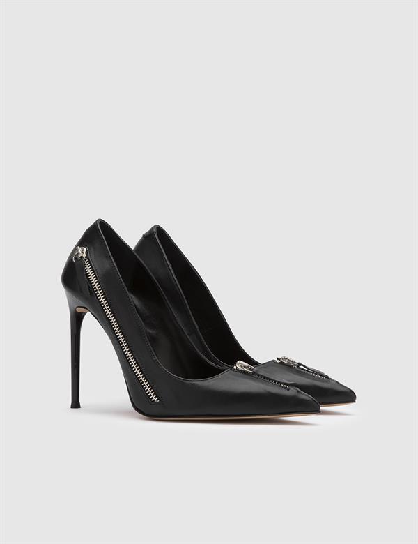 Nellie Hakiki Deri Kadın Siyah Stiletto