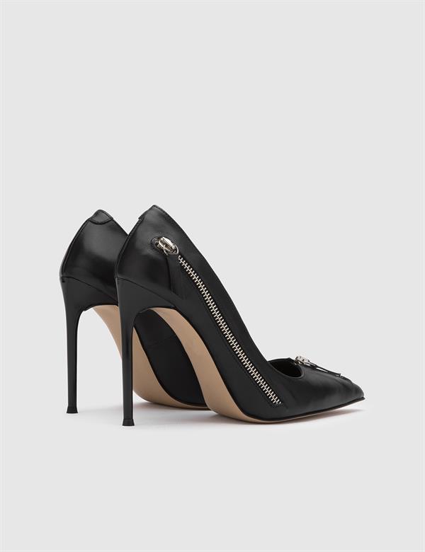 Nellie Hakiki Deri Kadın Siyah Stiletto