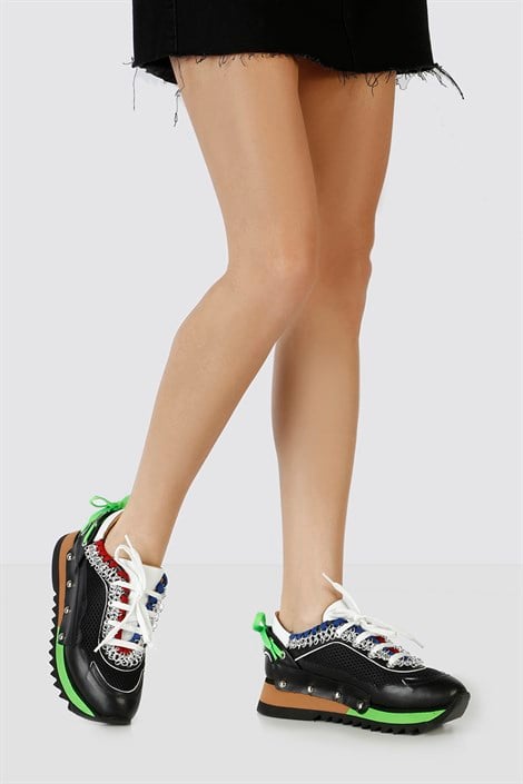Neoni Women's Sneaker Black Leather