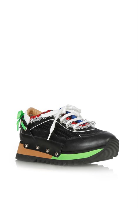 Neoni Women's Sneaker Black Leather