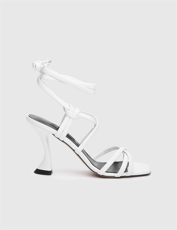 Niall White Leather Women's Heeled Sandal