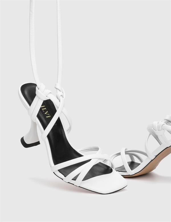 Niall White Leather Women's Heeled Sandal
