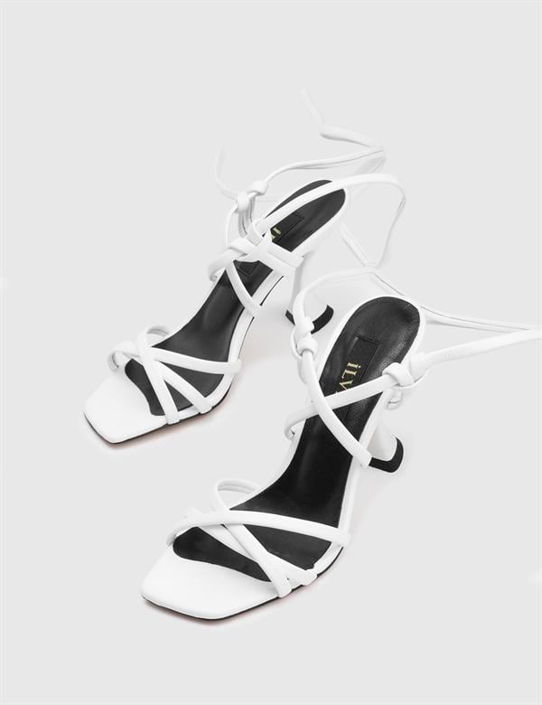Niall White Leather Women's Heeled Sandal
