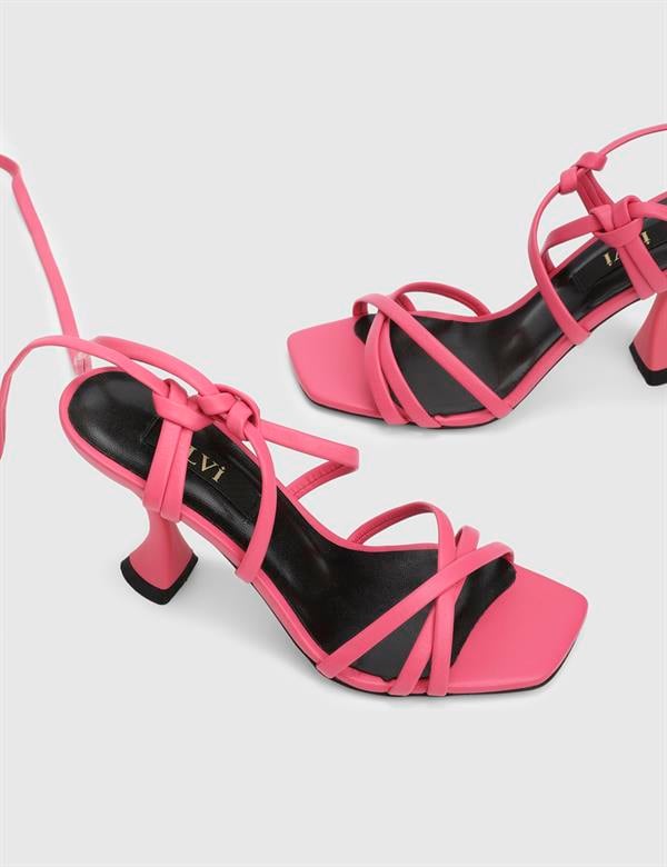 Niall Hakiki Deri Kadın Pembe Topuklu Sandalet