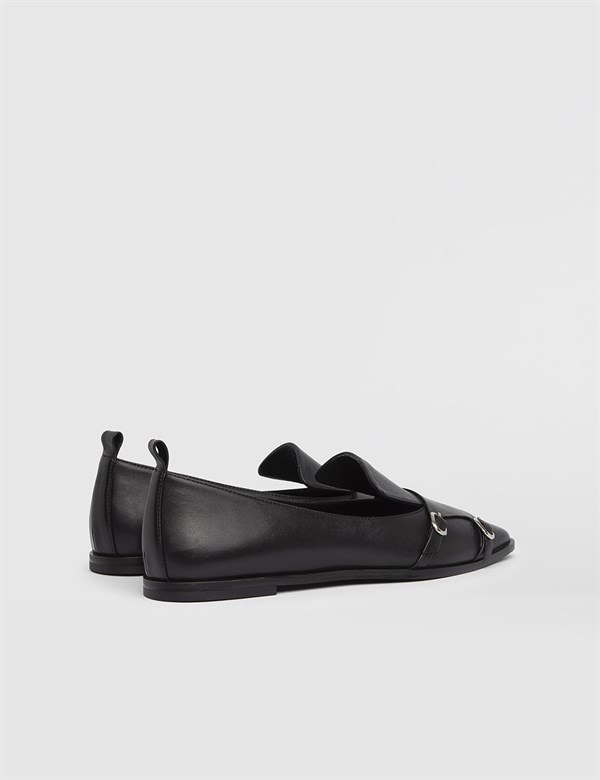 Nikema Black Leather Women's Loafer