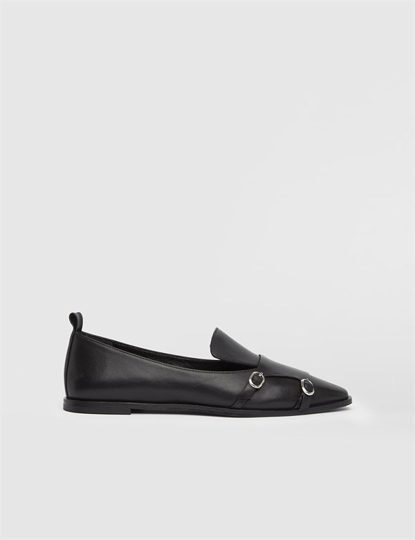 Nikema Black Leather Women's Loafer