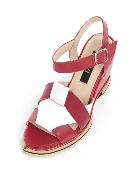 Nil Women's Sandal Red-White Leather