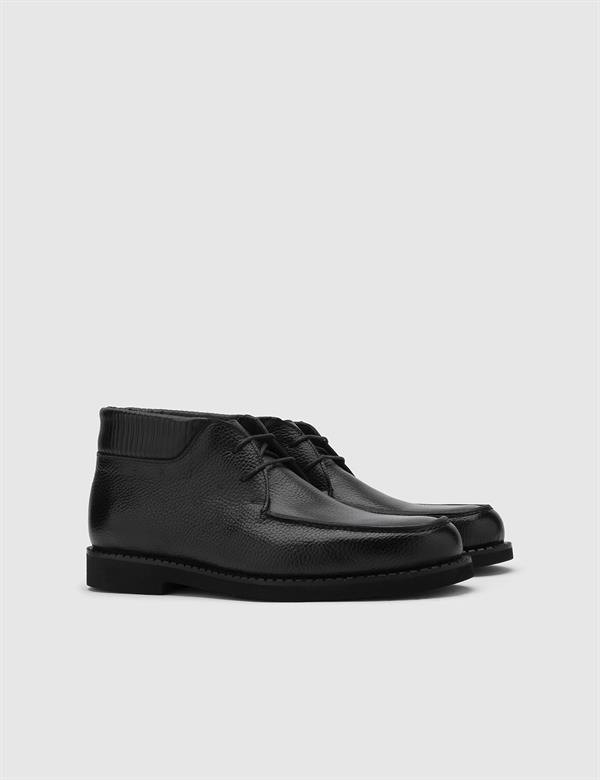 Nissa Black Floater Leather Men's Boot