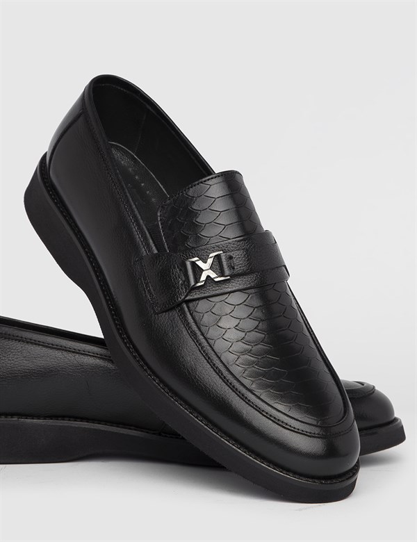 Nomi Black-Silver Leather Men's Moccasin