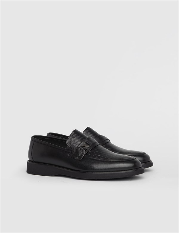 Nomi Black-Silver Leather Men's Moccasin
