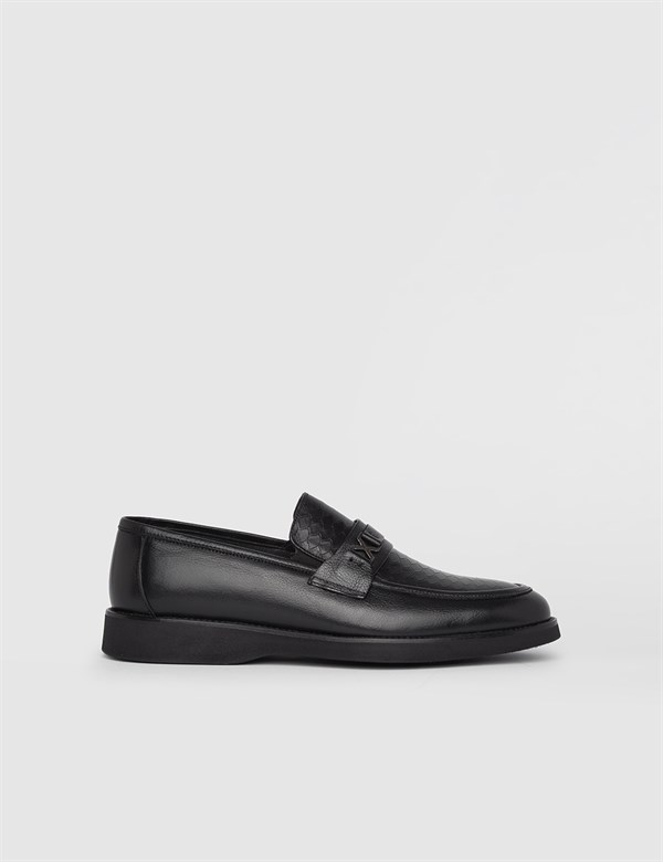Nomi Black-Silver Leather Men's Moccasin