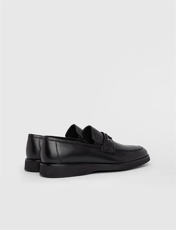 Nomi Black-Silver Leather Men's Moccasin