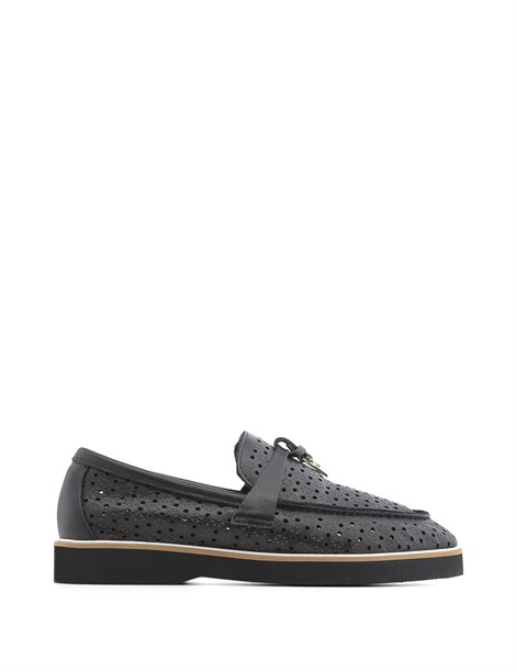 Nunu Women's Moccasin Black Leather