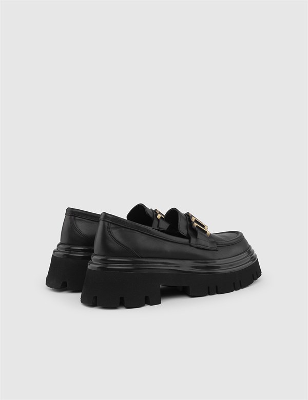 Onta Black Leather Women's Loafer