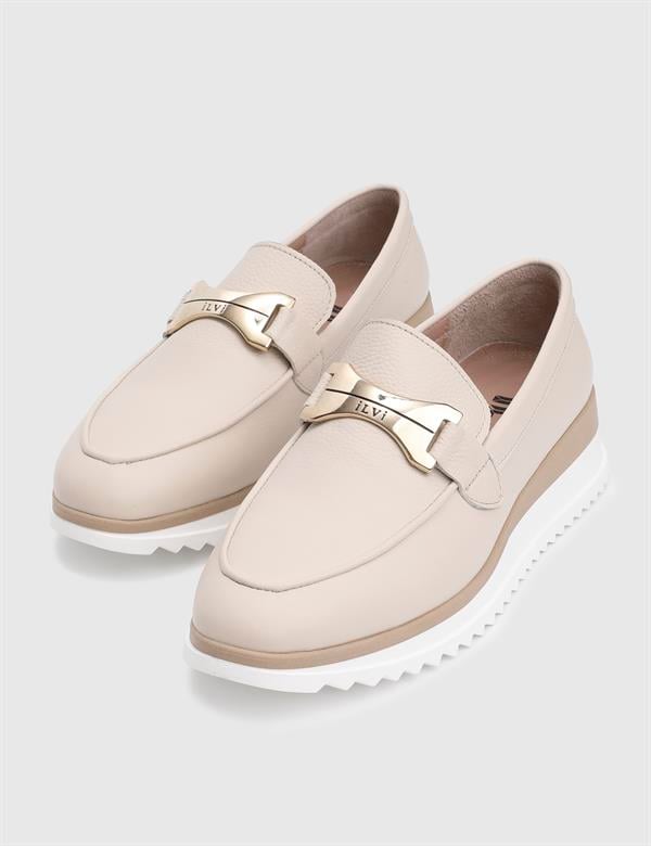 Ophira Hakiki Deri Krem Kadın Loafer