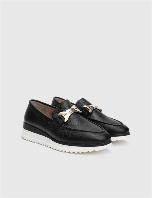 Ophira Hakiki Deri Siyah Kadın Loafer