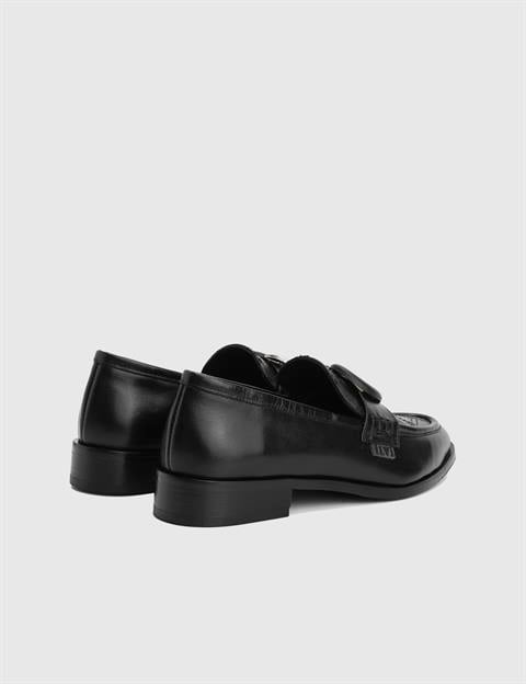 Orsina Hakiki Deri Siyah Kadın Loafer