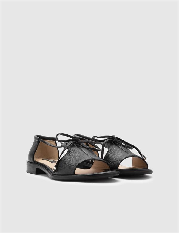 Orsolya Black Floater Leather Women's Sandal