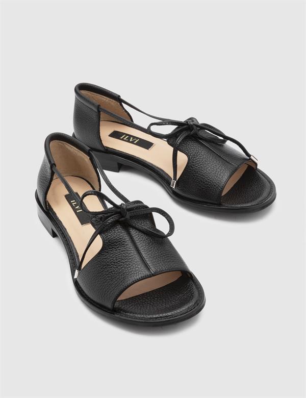 Orsolya Black Floater Leather Women's Sandal