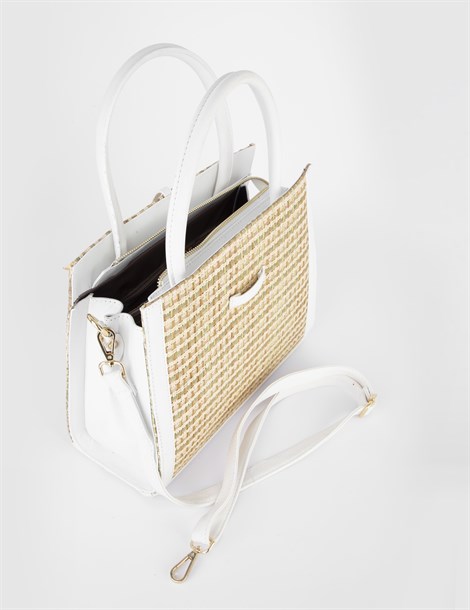 Paden White Women's Straw Handbag