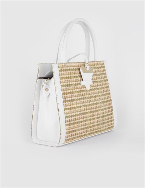 Paden White Women's Straw Handbag