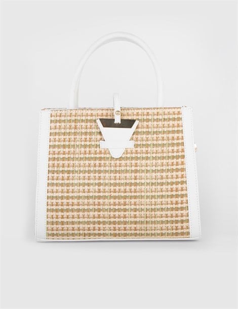 Paden White Women's Straw Handbag