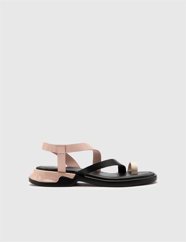Perg Black Leather Women's Sandal