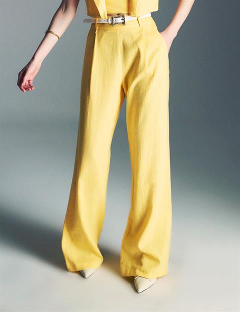 Perri Yellow Women's Linen Trousers